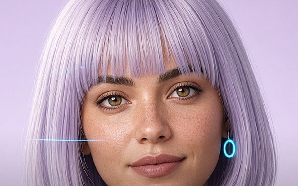 Vera, personaggio AI con il caschetto lilla