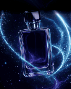 Un flacone di profumo viola tra scie di luce nello spazio: pochi secondi del primo spot di Vera